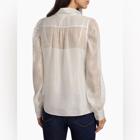 Frame Silk-Blend Long-Sleeve Blouse size S - Picture 4 of 16